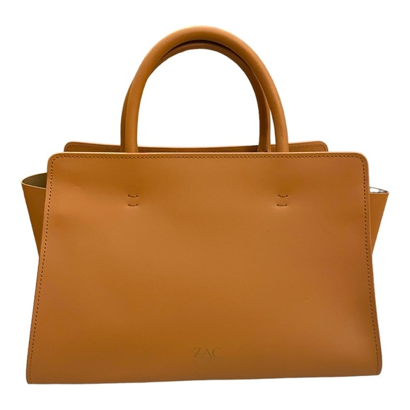ZAC POSEN - Zac Eartha Top Handle Flower tote - removable strap -tan leather bag - Picture 5 of 9